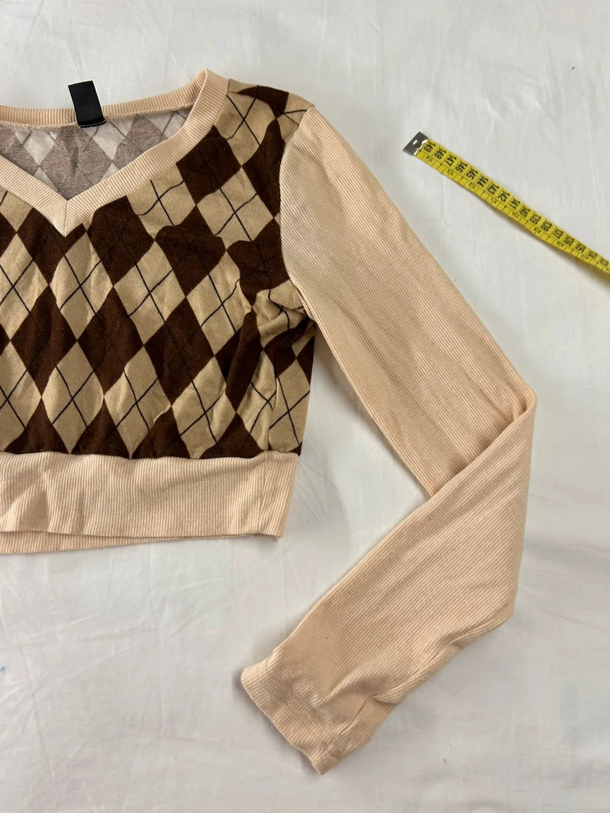 Vintage beige bruin gemotild sweatshirt – photo 3